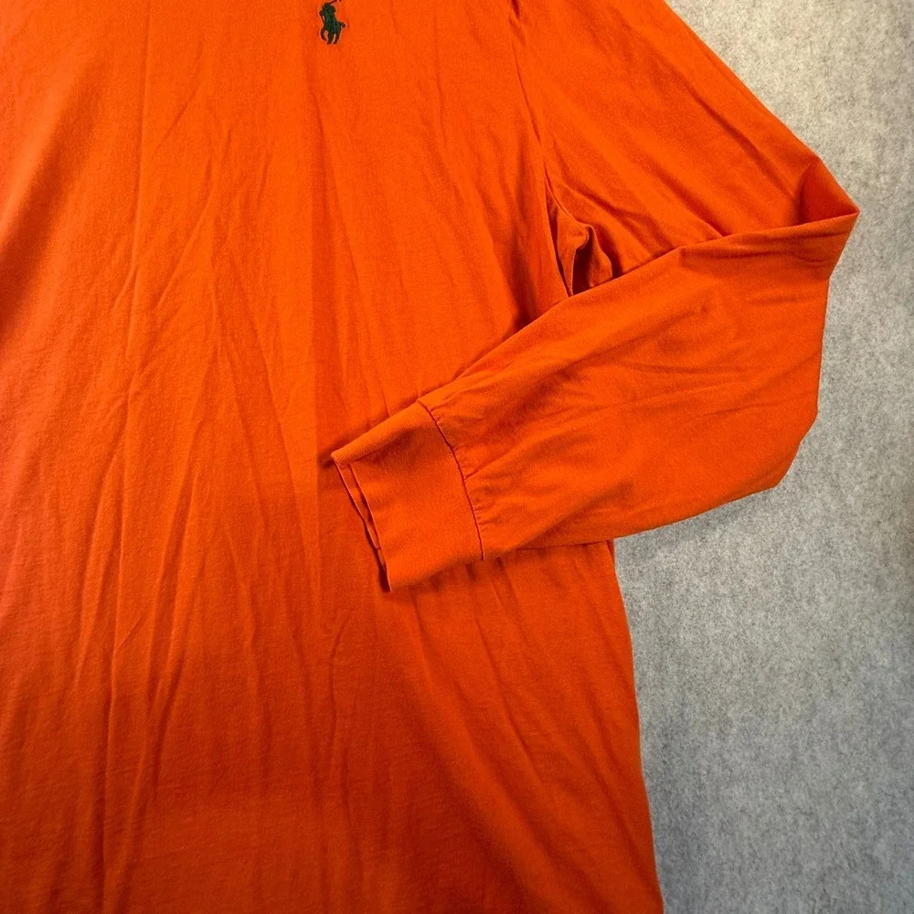 Polo Ralph Lauren Mens XXL Long Sleeve T-Shirt Orange Crew Neck Pony Logo Cotton